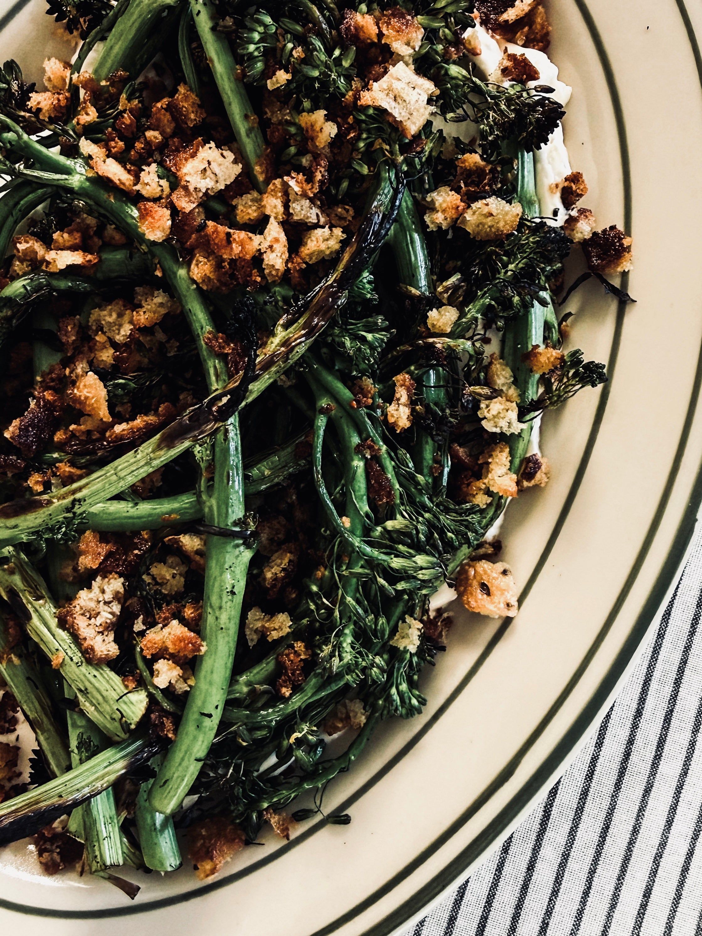 Grilled Broccolini with Whipped Feta and Pangrattato